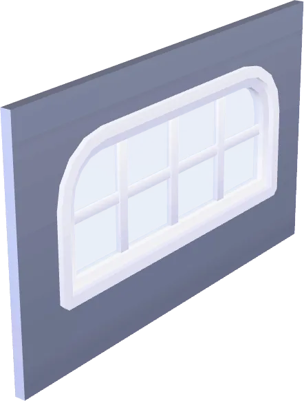 Wall Window Wide Round Detailed