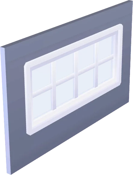 Wall Window Wide Square Detailed